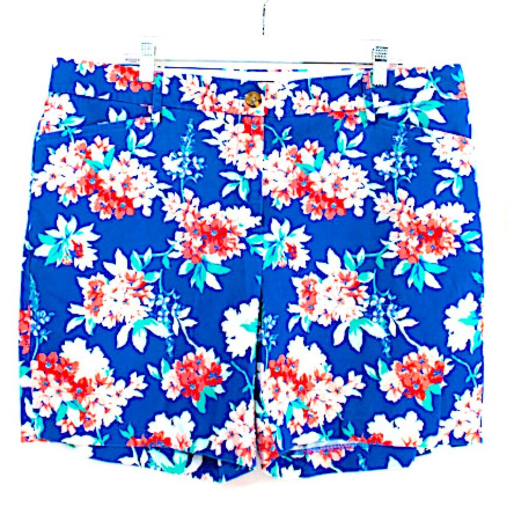 Lands End floral print Bermuda Shorts 18 mid rise